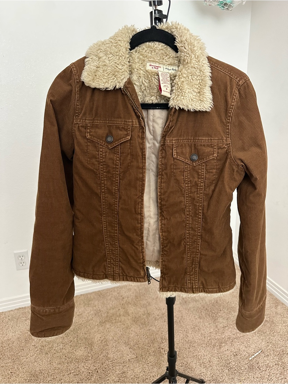 Y2K Abercrombie & Fitch Brown Corduroy Teddy Collar Jacket